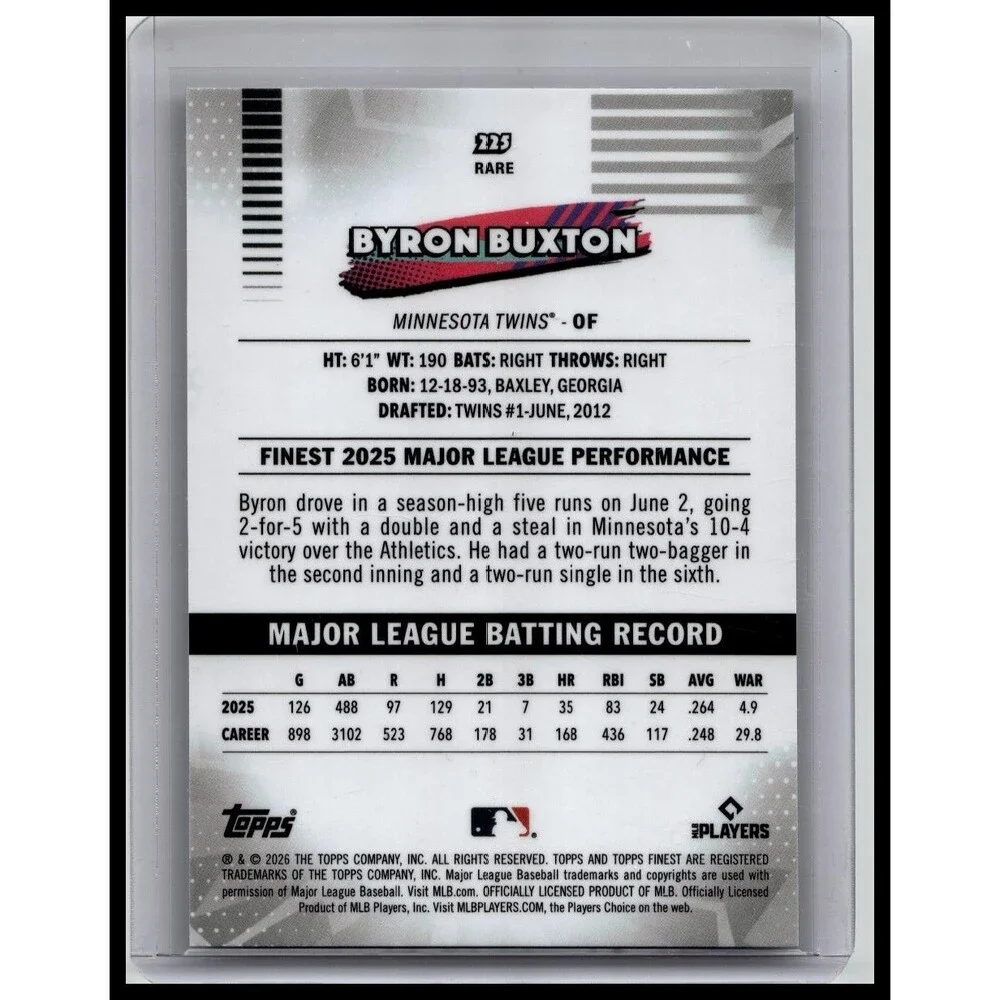 2026 Topps Finest Byron Buxton #225 Twins Rare